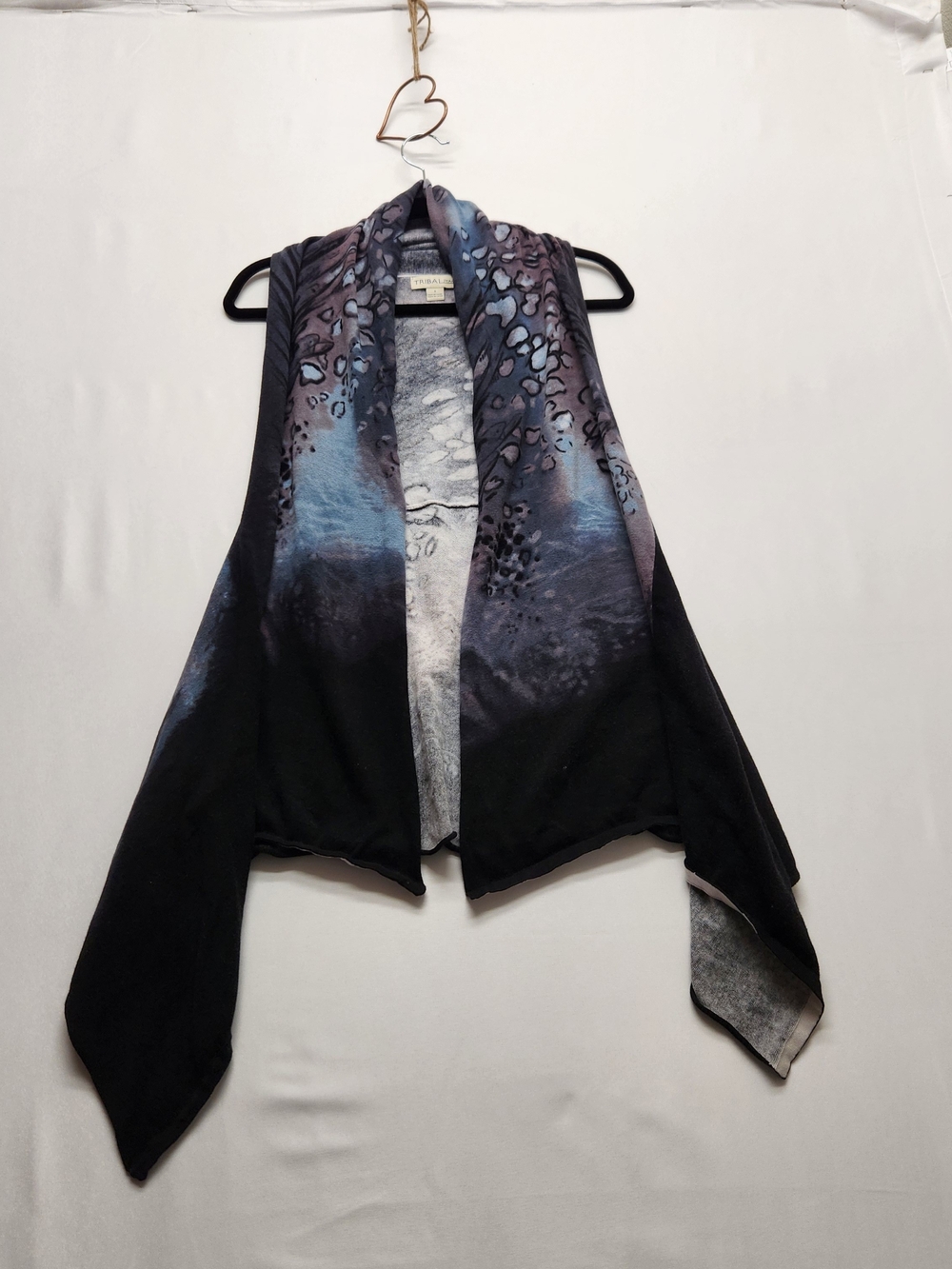 ⭐️Tribal Jeans Abstract Leopard Print Draped Handkerchief Vest Small 100% Cotton